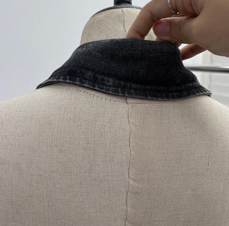 Women's Halter V-Neck Denim Vest: Body-Hugging, Elastic Back, Short, Sleeveless Top. Style 830.
