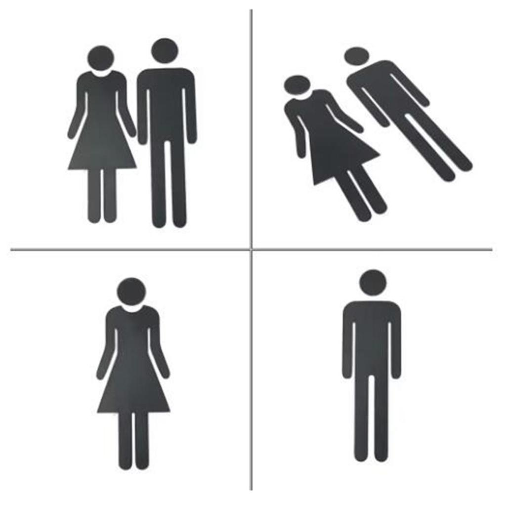 Black Gold Silver Color Toilet Sign Acrylic Wash Room Door Wall Label Sticker WC Holder Signage Board Home Bathroom Decor Male Female Restroom Signage