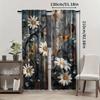 Set of 2   Butterfly Floral Curtains   Decorative Window Drapes with Wooden Door Design   Rod Pocket Style for Bedroom And Living R