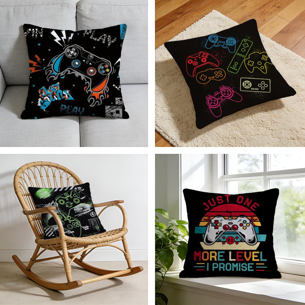 Colorful Graffiti Game Gamepad Cushion Cover Short plush pillowcase for bed sofa carwashable