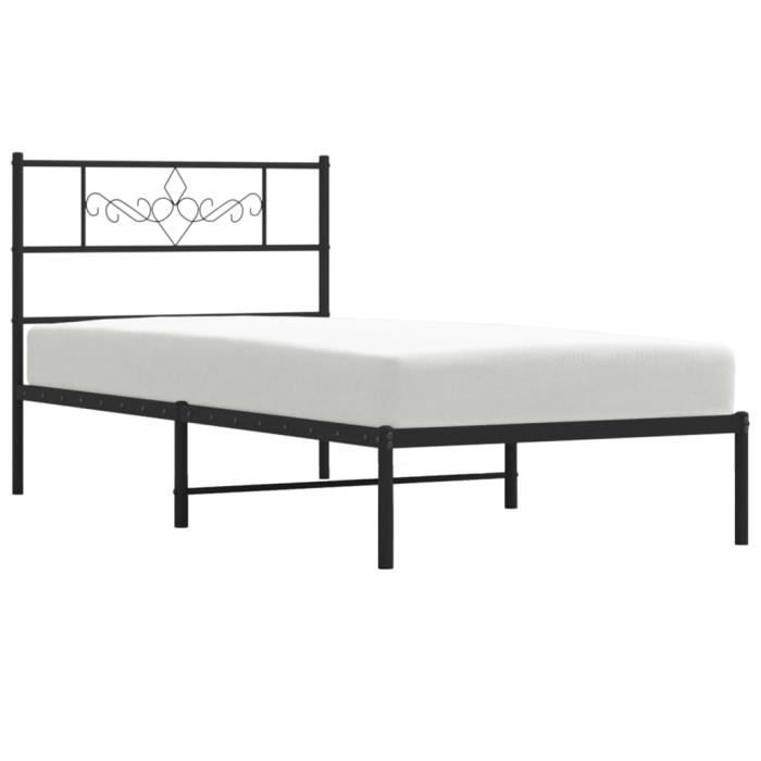 VidaXL Cadre de lit métal avec tête de lit noir 80x200 cm 355258