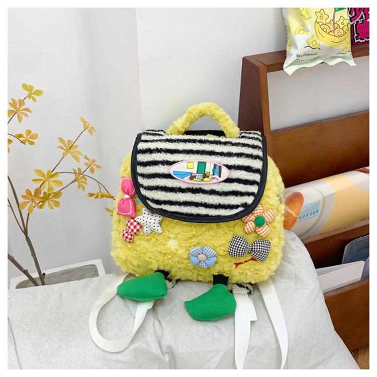 

Милый плюшевый школьный рюкзак, женский школьный рюкзак большой вместимости, новый нишевый дизайн 2025, модный универсальный школьный рюкзак жёлтый