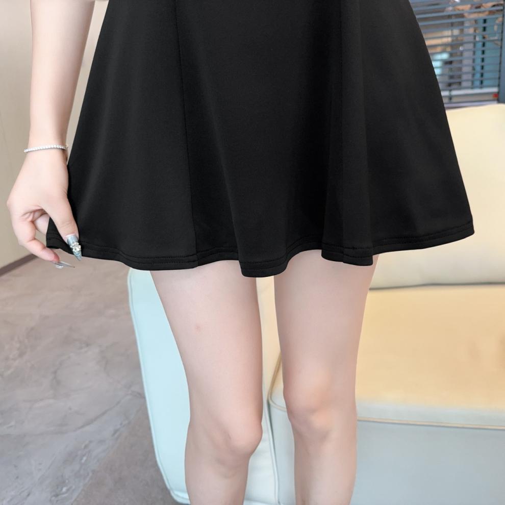 Sexy Spaghetti Strap Low-Cut A-Line Dress – Waist-Hugging Big Swing Nightclub Wear