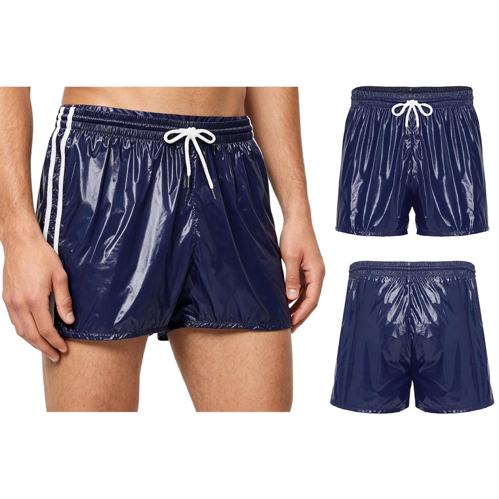 S-3XL Mens Sports Swimming Shorts Waterproof Fabric Elastic Drawstring Waistband Integrated Briefs for Workout Wrestling