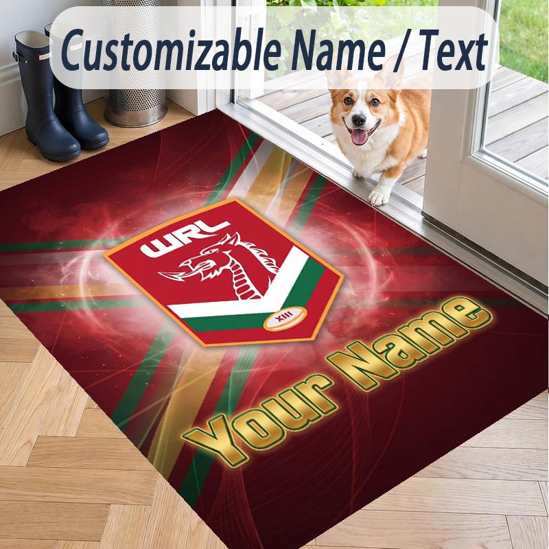 Custom Text Printed Rug Wales Rugby Non Slip Floor Carpet For Home Room Decor