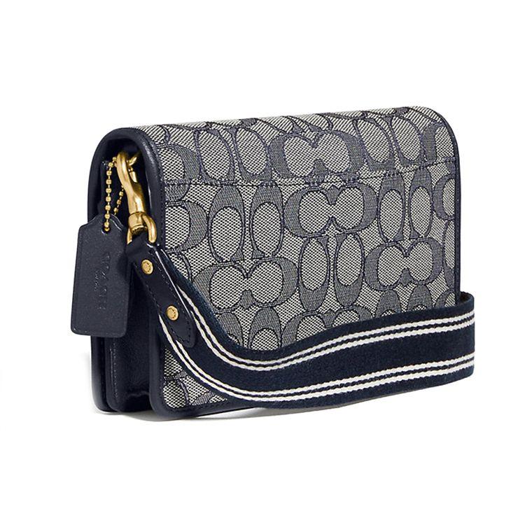 Coach Hayden Monogram Flap Jacquard Fabric And Calfskin Shoulder Crossbody Bag Women bags Dark-Blue C3824-B4RH3