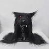 Black Wolf Head Mask Latex Plush Full Cover Halloween Cosplay Party Costume