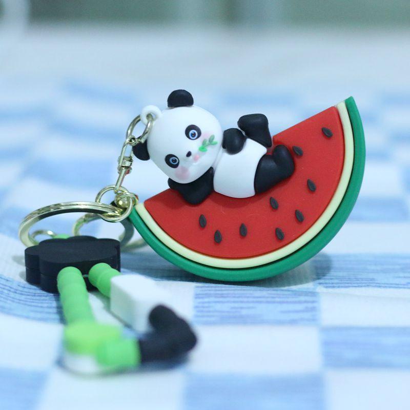 Collectible Cartoon Panda Plush Keychain In Multiple Fruit Designs With Super Fill Soft