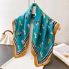 Soft Silk Satin Shawl Cartoon Dog Print Hijab New Neckerchief Fashion Accessory
