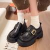 Platform-soled Versatile Loafers Women's 2025, Autumn New Models, Thick Heels, Foreign Style, Small Leather Shoes, Velcro High Heels, Single Shoes