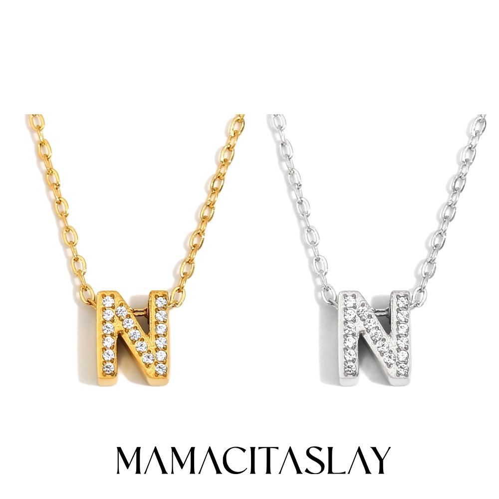MamacitaSlay Classic 316L Stainless Steel Letter Necklace Waterproof 18K Gold Plated Jewelry Women's Elegant Neck Jewelry Gift
