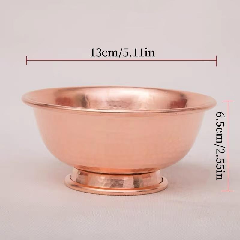 Vintage Red Copper Salad Tall Feet Bowl,Engraving Hammer Texture Home Breakfast Cheese Tableware,Snack Bowl Table Decoration