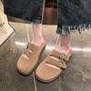 Fashion Women's Suede Mules 2024Spring and Autumn New Thick-soled Flat Shoes Boston Sandals Fashionable Slip-on Beach Women's Soft Shoes