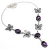 Natürlicher Amethyst Edelstein Handgefertigt 925 Sterling Silber Geschenk Halskette 18" i6e04