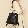Women's PU Backpack with Patchwork Design Large Capacity Shoulder Bag for Daily Travel