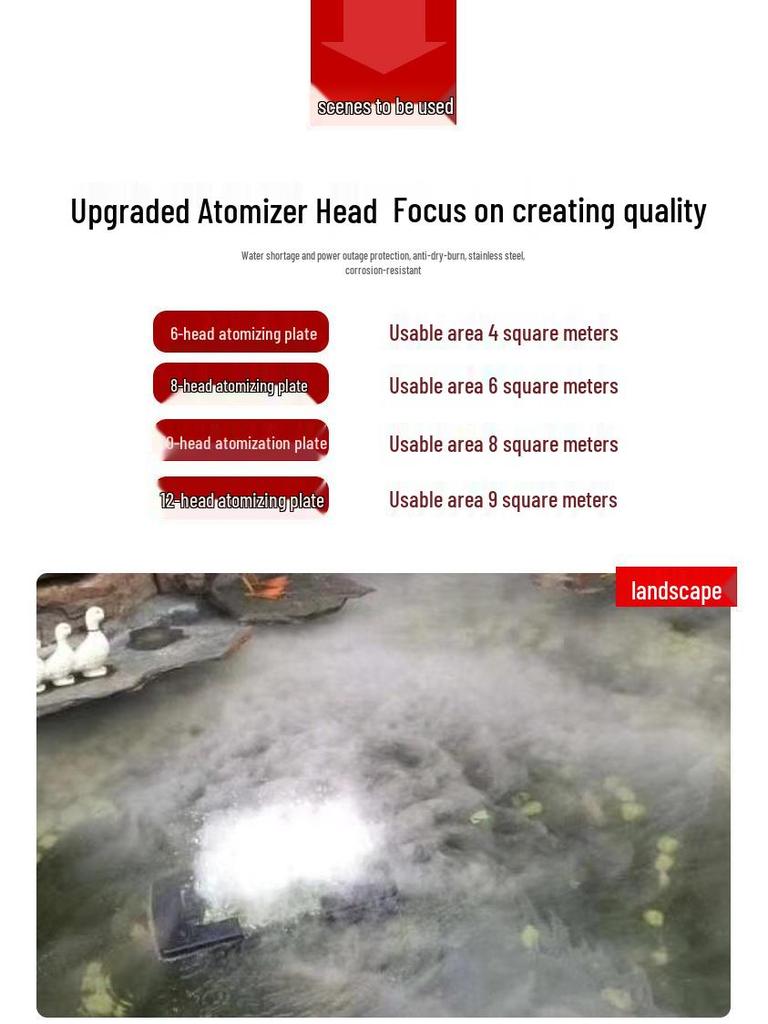 Ultrasonic Ten-Head Atomizer Humidifier: High-Volume Mist Plate for Water Features and Fogging
