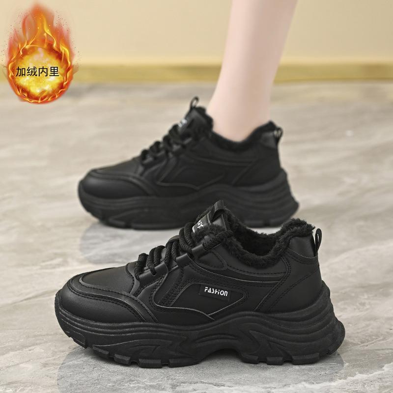Womens Fleece Lined Chunky Dad Shoes Thick Sole Warm Casual Sports Running Sneakers