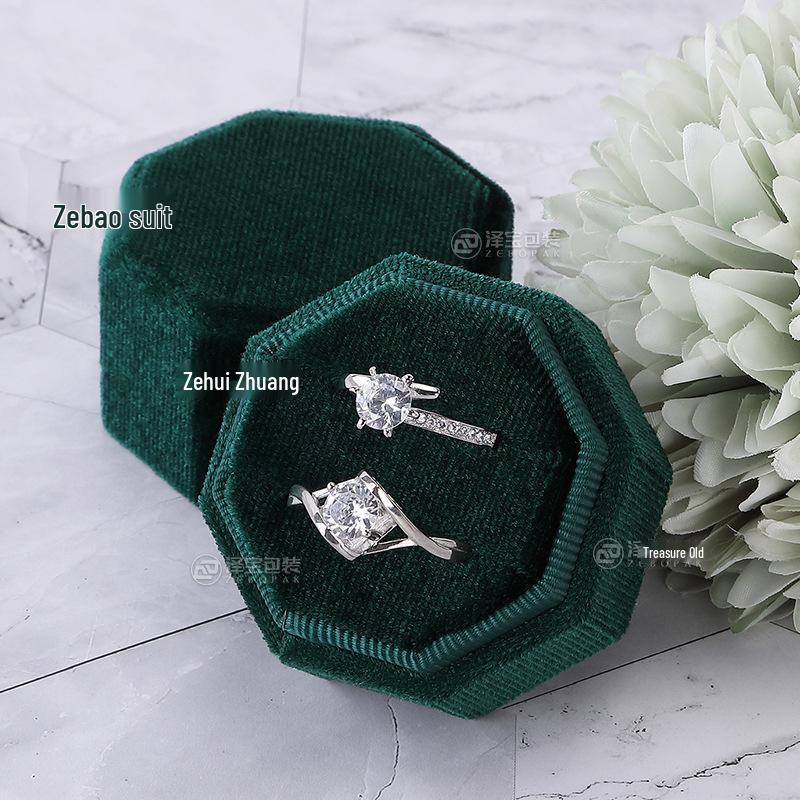 Octagonal Velvet Jewelry Box for Wedding or Proposal Rings