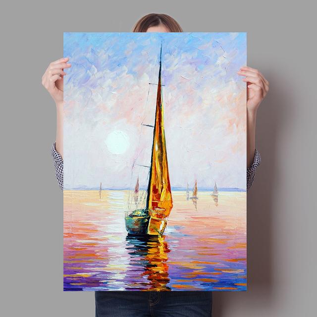 Sailboat Poster Sea Surface Canvas Painting Colorful Prints Wall Art Pictures Home Decor for Living Room Study Bedroom No Frame