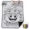 Kreativní sady pro relaxaci Halloween DIY deka na vybarvování se 24 fixami, Vybarvěte si vlastní přehoz, Přizpůsobitelná dekorace na postel, Deka,