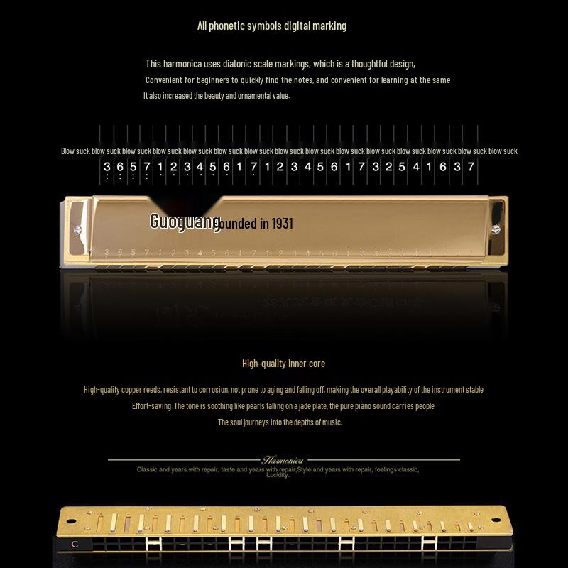 28otvorová harmonika s širokým rozsahem a dvojitým jazýčkem v ladění C pro studenty, začátečníky i profesionály