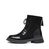British Short Boots Lace-Up Boots Women's French Single Boots Round Head Thick Heel Martin Boots Skinny Versatile Skinny Boots Women