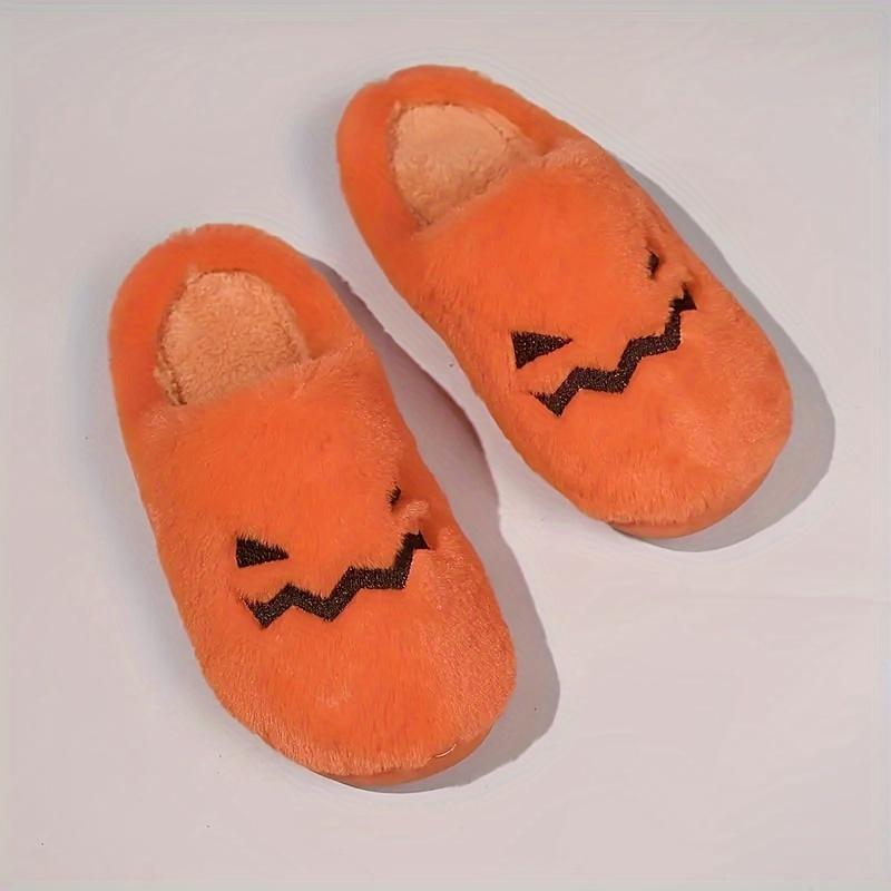 Women's Jack-O'-Lantern Slippers - Soft Indoor Slippers, EVA Sole, Hand Washable, All-season Casual Horseshoe Style, Cartoon Pumpkin Design