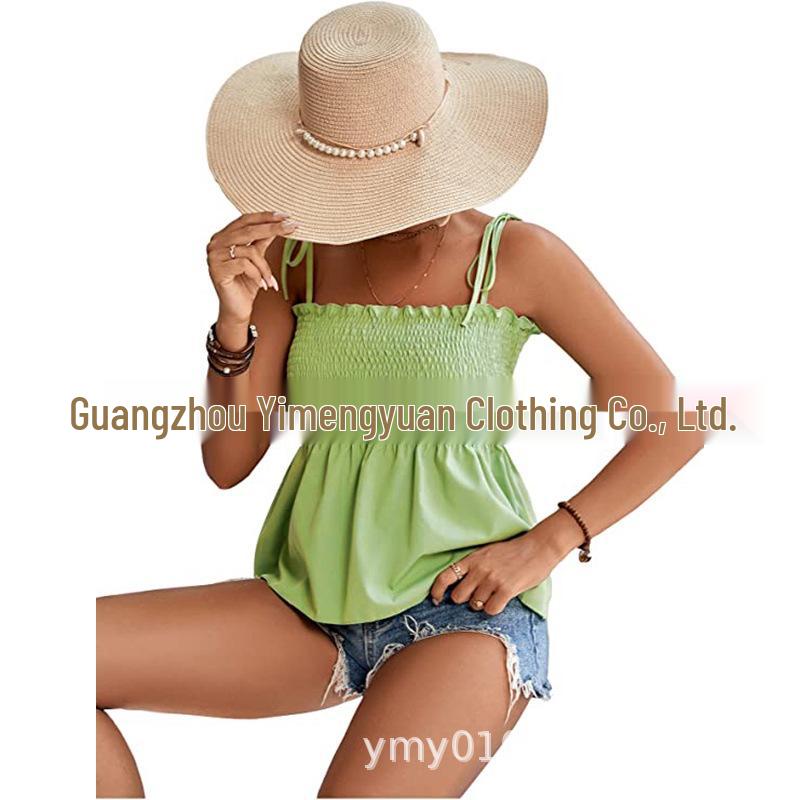 2025 Women's Fashion Solid Color Sexy Off-Shoulder Sleeveless Tie-Up Bandeau Top
