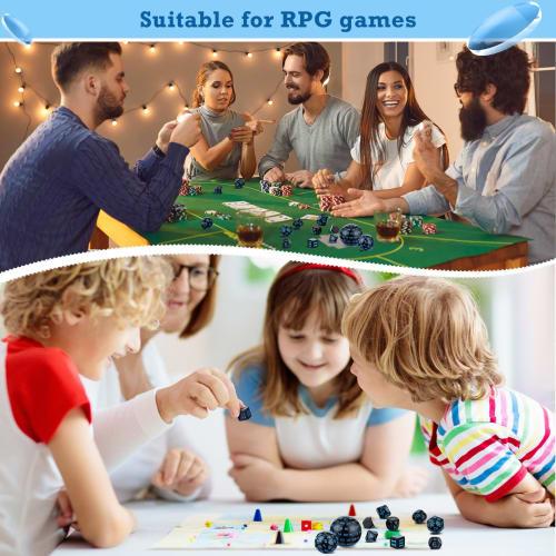 Civaner 15-Piece Polyhedral Dice Set, D3-D100 Spherical RPG Dice Set, Opaque Black, for Role-Playing Tabletop Games and Party Supplies, 100 Sides (Bla