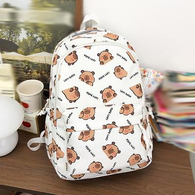 Cute Girl Printed Kapibara Cartoon Backpack High Appearance Lightweight Large-Capacity Versatile Student Backpack