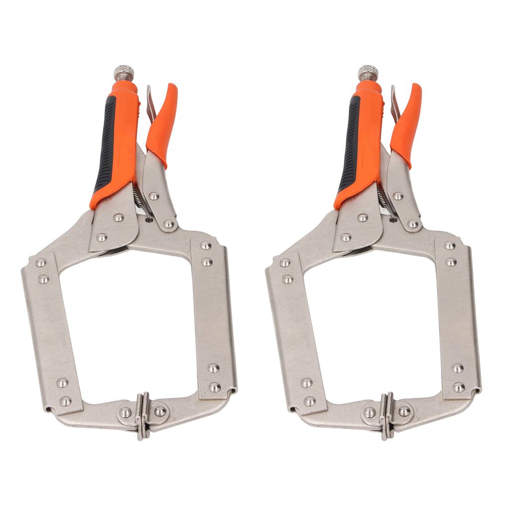 2Pcs Locking C Clamp Pliers Set Heavy Duty Woodworking Face Clamp with Rotating Pads for Welding   Hole Joinery