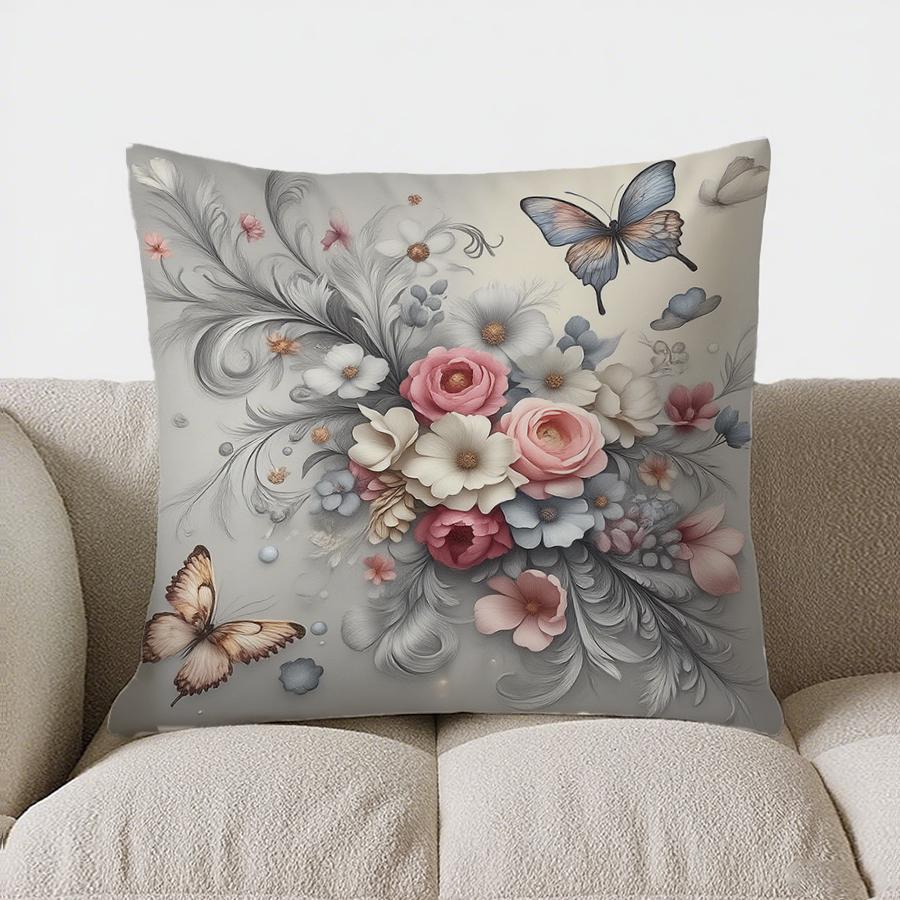 Heimdeko Florales & Schmetterlingsmuster Kissenbezug Muster Kissenbezug Geeignet für Sofa Schlafzimmer Auto Kissenbezug