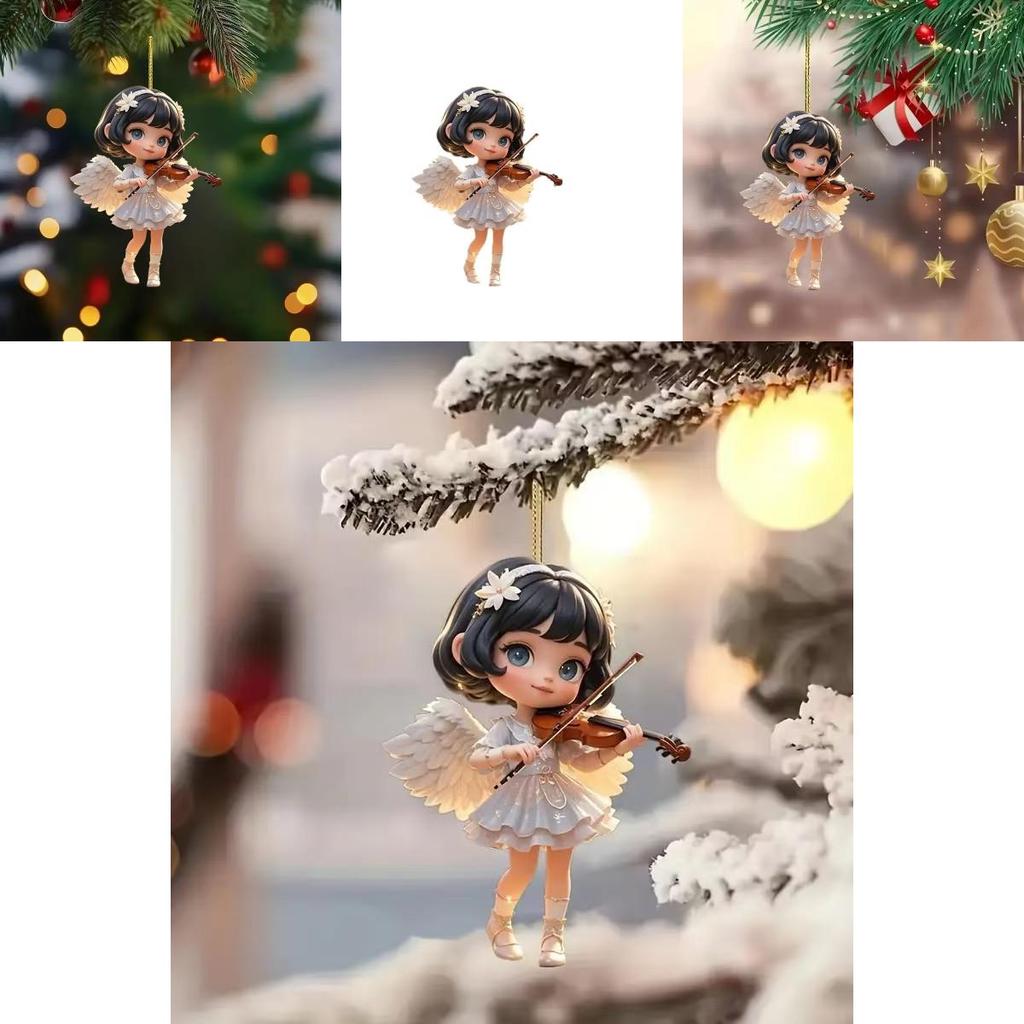 Acrylic Angel Violinist Car Pendant With Elegant Minimalist Design For Interior Decor