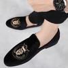 Zapatos de Hombre Moda Ante Zapatos Casuales Bordado Clásico Mocasines Cómodos Slip-On Calzado para Conducir Mocasines de Diseñador Zapatos de Hombre