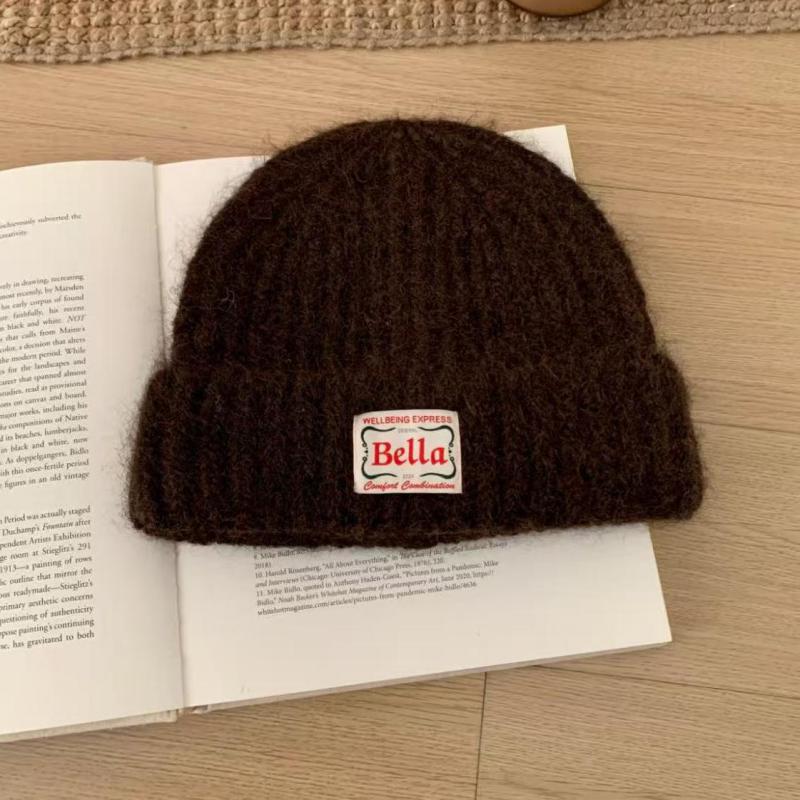 Winter Hats For Women Simple Fashion Knitted Beanie Hat All-Match Ear-Warm Winter Cap, Soft Cold-Proof Headwear Accessories