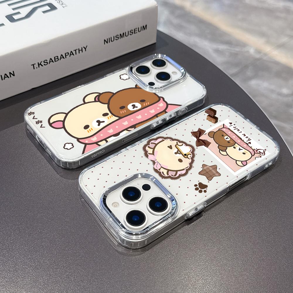 Cartoon Phone Case for Samsung Galaxy S25 S24 S23 S22 S21 S20 Note20 FE Ultra Edge Plus 4G 5G Transparent Soft Cover R-Rilakkuma