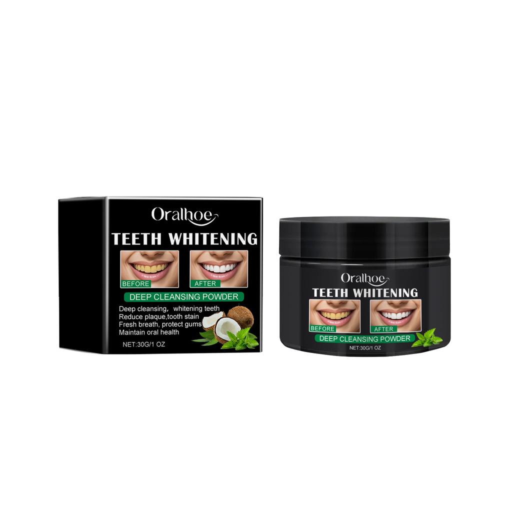 Tooth cleaning powder for removing yellow stains and plaque, freshening breath, and cleaning teeth