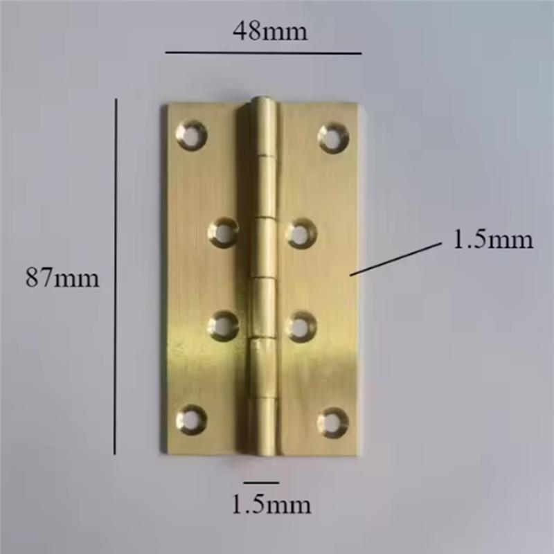 A25F-Brass Hinge Set-10 Pieces Brushed& Sealed For Jewelry Box Doors Kitchen Cabinets Copper Small Box Decorative Accessories