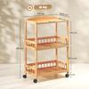 Kitchen Cart Rolling Cart with 3 Levels, Serving Cart with Storage Kitchen Shelf on Casters, for Kitchen Bathroom Office Natural Wood