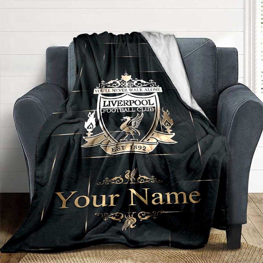 Liverpool Customize Text Blanket Throw Customizable Blanket Ultra-Soft Perfect for Livingroom Picnics Office Chair Chair Four Seasons Multipurpose