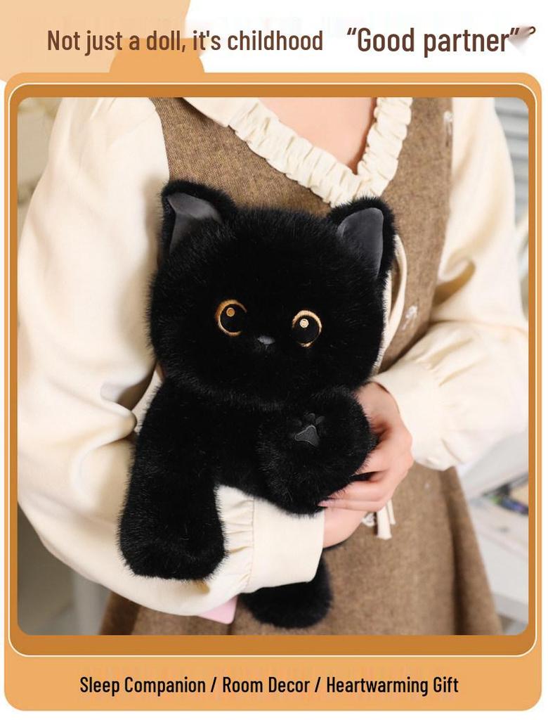 Cute Cat Plush Toy Trio: Siamese, Black, and Calico Soothing Dolls for Kids