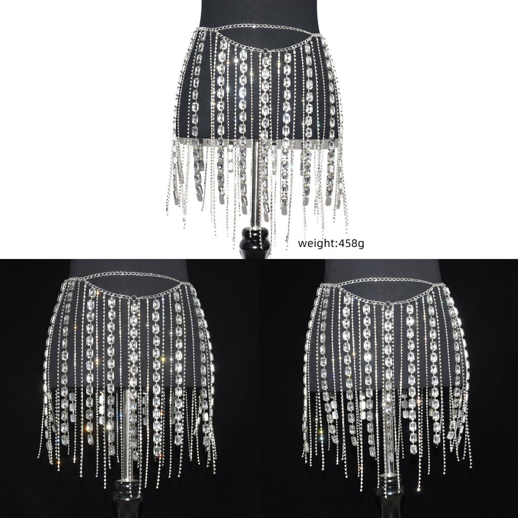 Body Chain For Women With White Crystal Water Drip Pendant For Bridal Gift