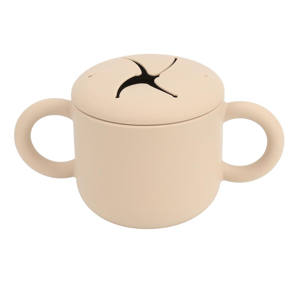 Baby Lernen Trinkbecher Silikon Doppelgriff Design Einfache Reinigung Auslaufsicher Kleinkind Trainingsbecher Khaki