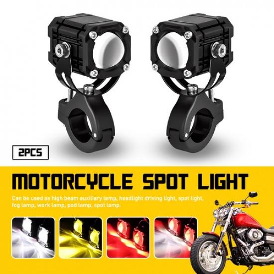 2PC LED Lights Headlights Spotlight Working Auxiliary Fog Lamp For Motorcycle EA