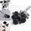 Gothic Black Rose Artificial Silk Flower Bouquet For Wedding Photography Decor