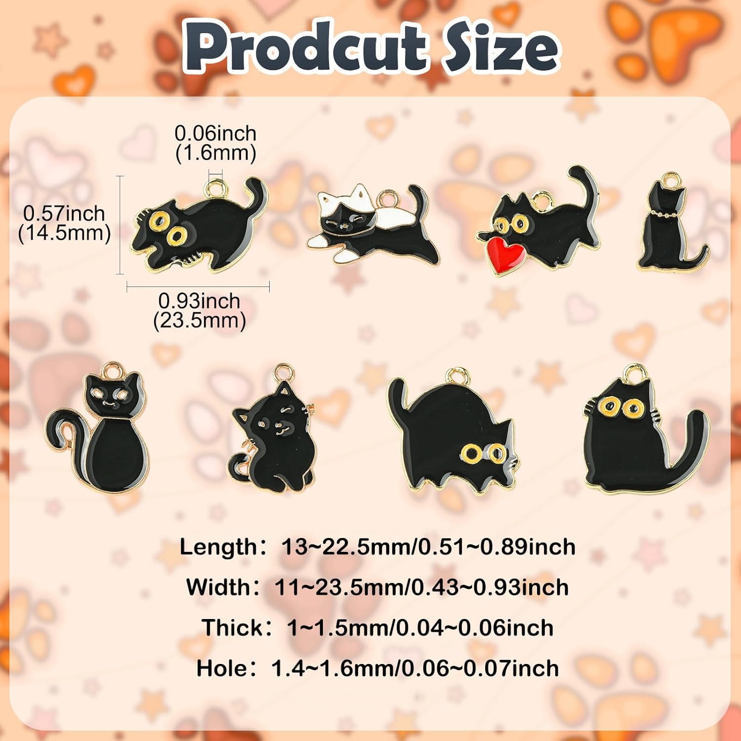 

KitBeads 40Pcs 8 Styles Black Cat Charms Enamel Heart Animal Charms Cute Black Kitten Charms for Jewelry Making Bracelets Necklaces Crafts Bulk