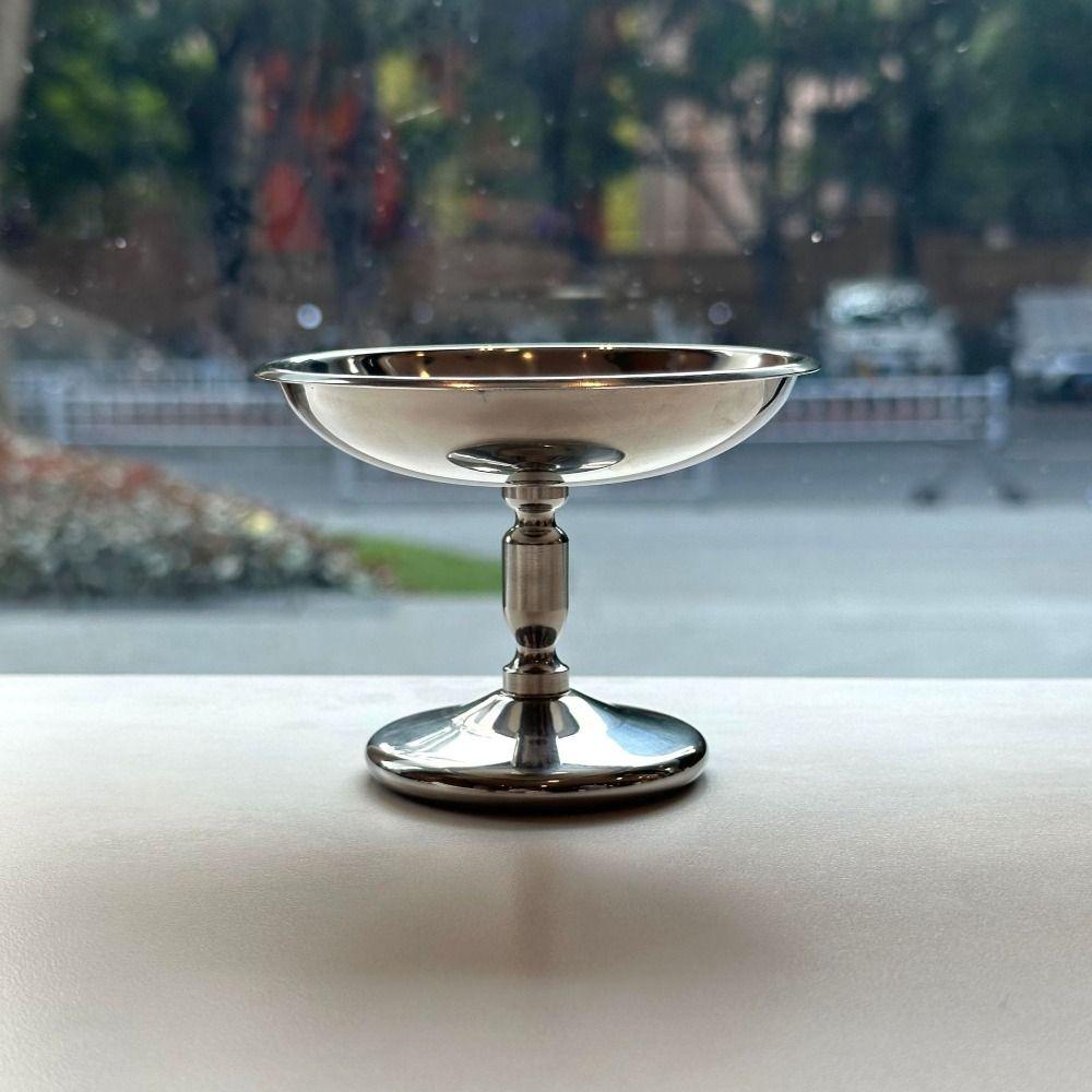 Cake Stand Stainless Steel Ice Cream Cup Multi-Function Fashion Snacks Storage Cup Silver Tall Dessert Plate Milkshake