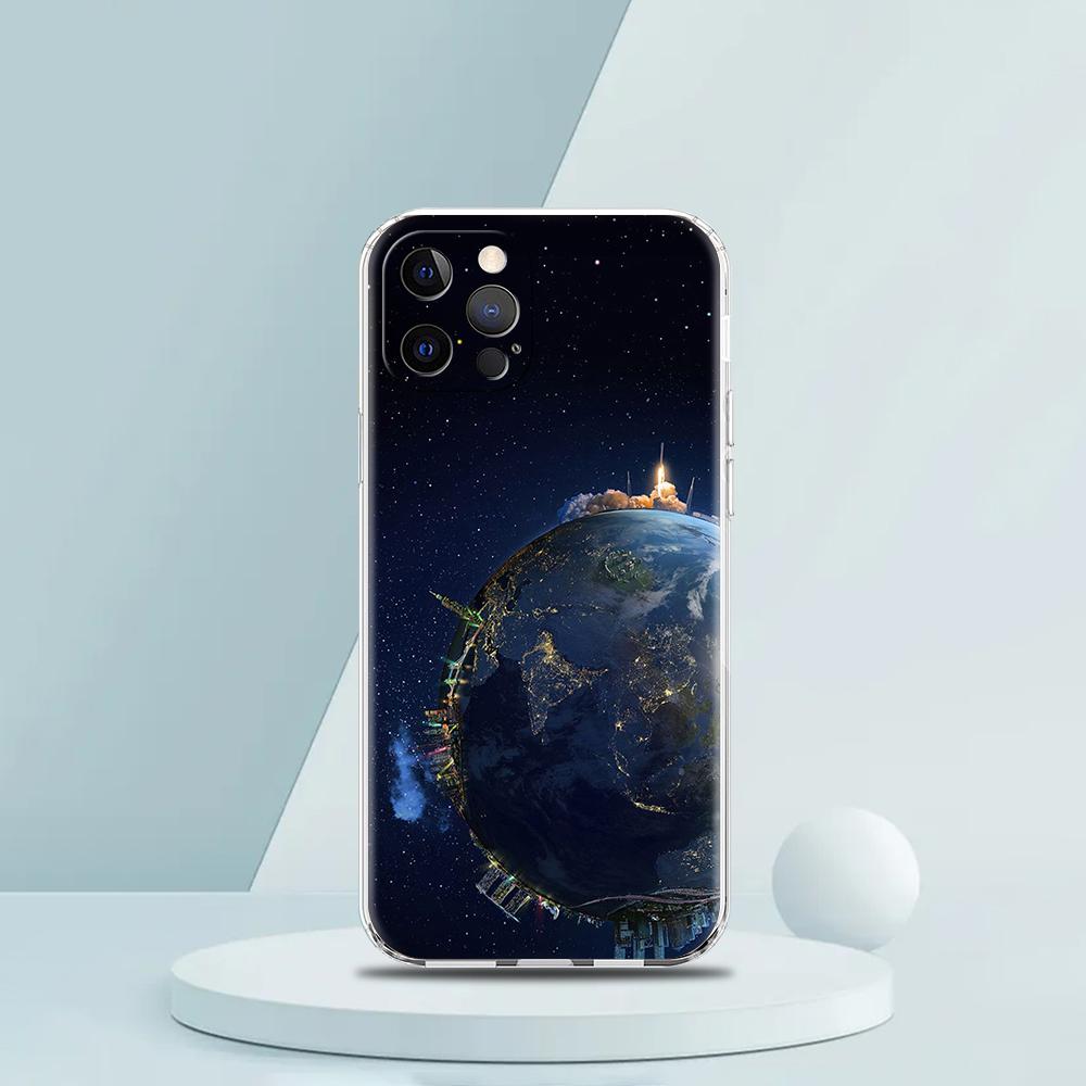 Earth Stars Space Luxury Phone Case For iPhone 16 15 14 13 12 11 Pro Max XS X XR SE 7 8 Plus Soft Silicone Clear Cover