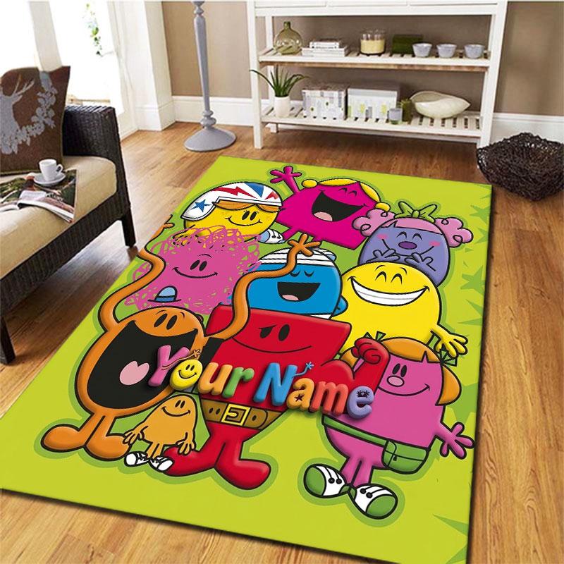 Mr. Men Little Miss Custom Name Carpet Rug for Living Room Bedroom Home Sofa Decoration,Kids play Non-slip Floor Mat