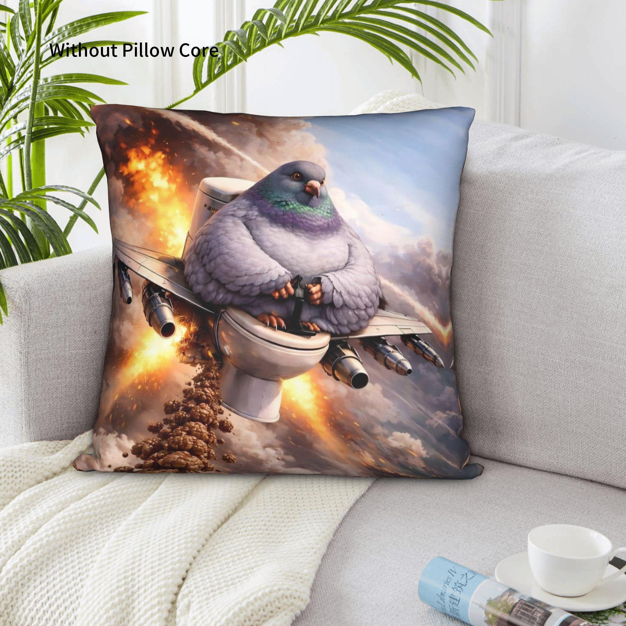 Housse de coussin décorative Steampunk Pigeon Oiseau Housse de coussin jeté Carré Imprimé pour Décoration de la Maison Cadeau 40x40cm 35x35cm gray